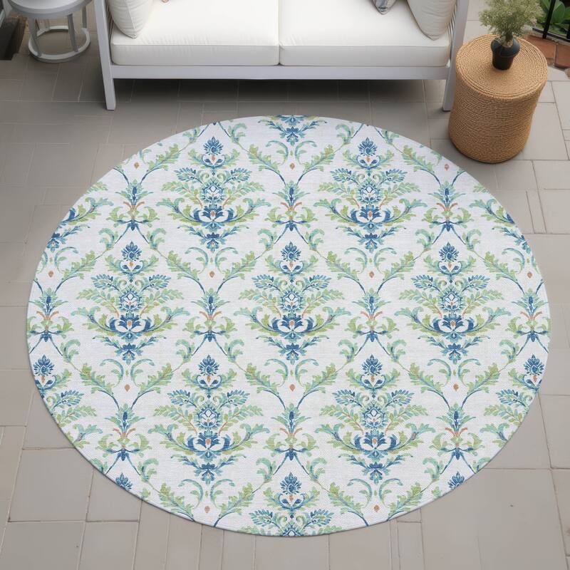 Machine Washable Indoor/ Outdoor Traditional Marrakesh Chantille Rug - Aloe - 8' x 8'
