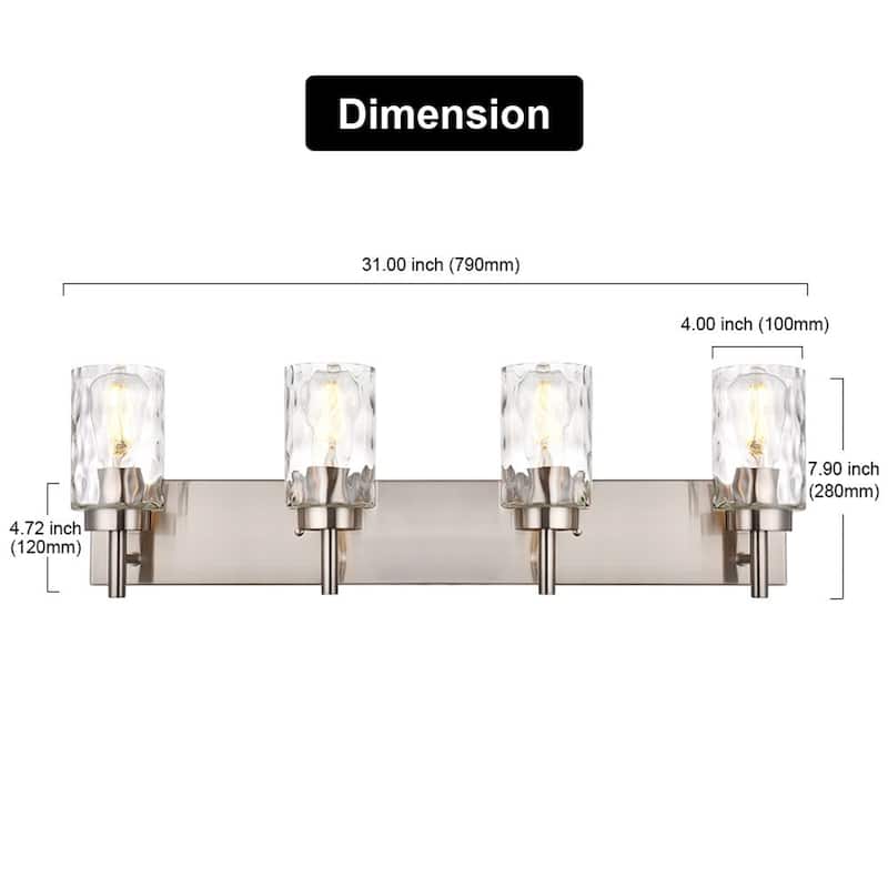 4-Light Vanity Light with Hammered Glass