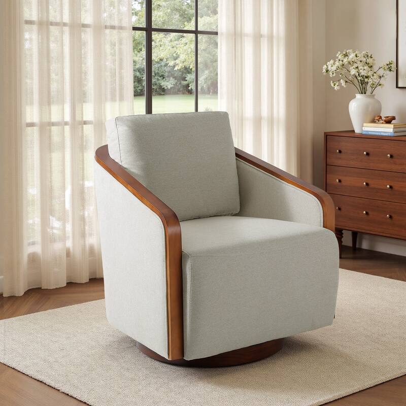 Chenille Modern 360°Swivel Barrel Chair Round Base
