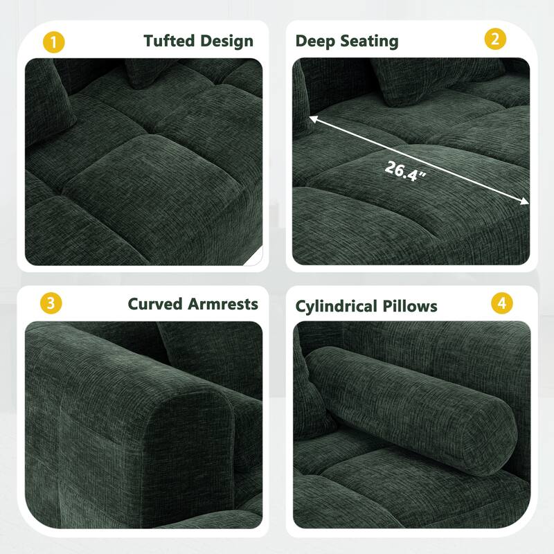 101.2" Chenille Modular Sectional Sofa with Deep Seating, Foam