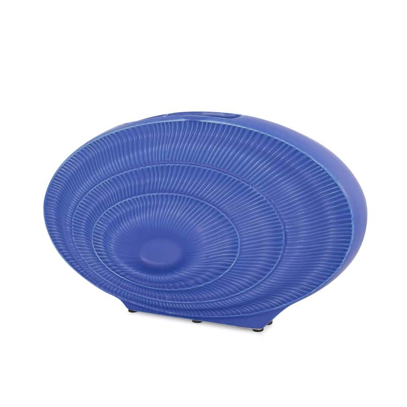 Allan Andrews Radiant Blue Ribbed Ceramic Vase Collection
