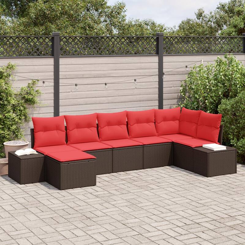 vidaXL 8 Piece Garden Sofa Set with Cushions - 125.6×60.6×27.2 - Brown