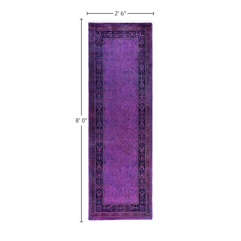 Overdyed One-of-a-Kind Hand-Knotted Area Rug - Purple - 2' 6" x 8' 0"