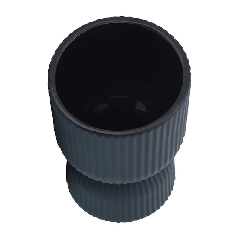 Sagebrook Home 6" Ceramic Ribbed Abstract Vase Classic Decorative Vase for Home or Office Flower Display