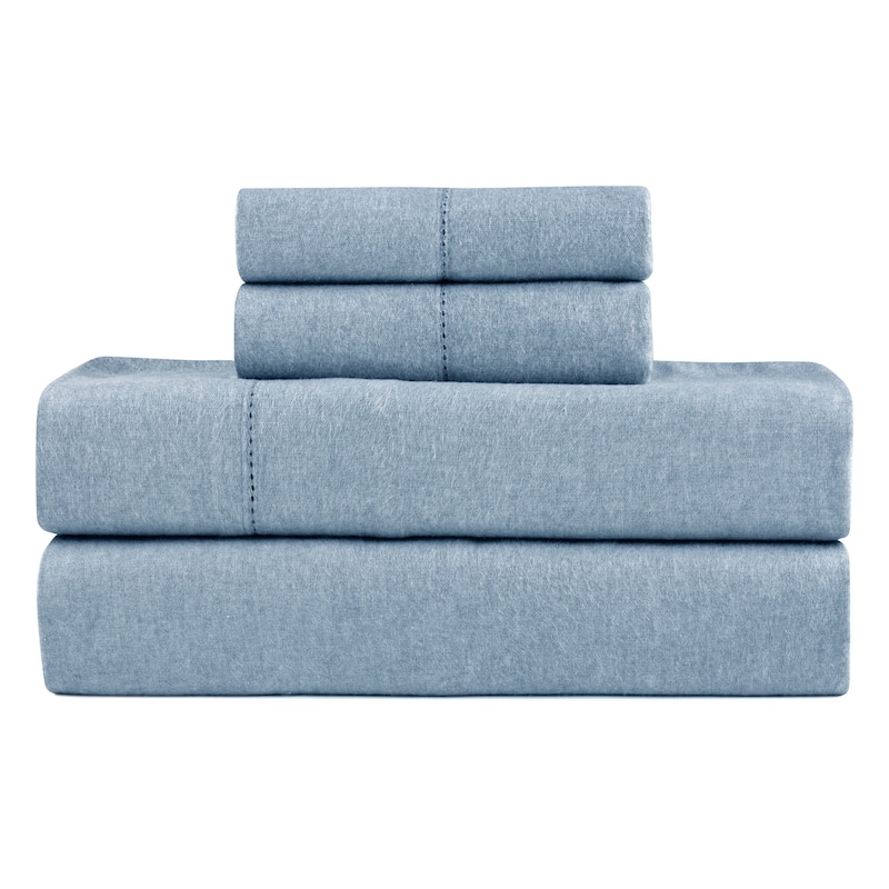 Pointehaven Solid Cotton 180 GSM Deep Pocket Oversized Brushed Flannel Sheet Set
