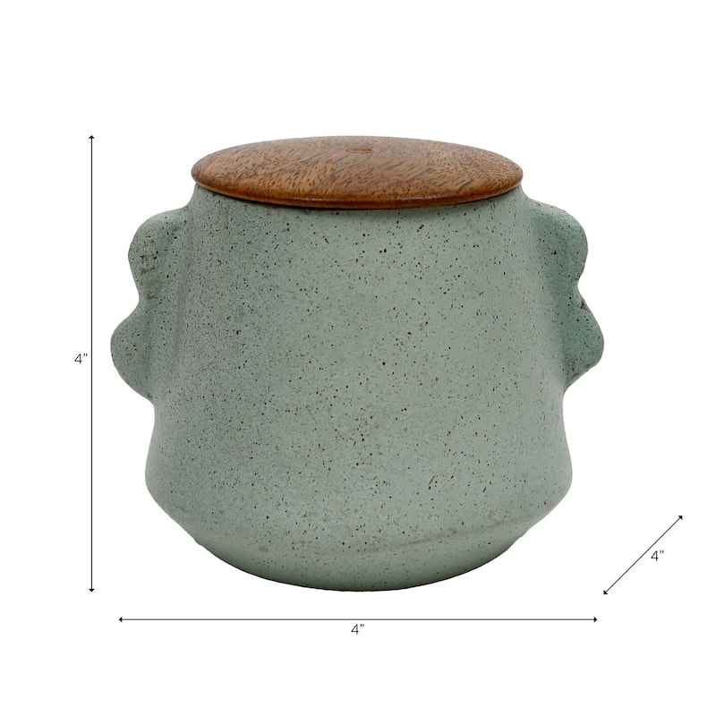 Pottery Wax Decorative Jar Candle with Lid Single-Wick Handmade - 4" x 4" x 4"