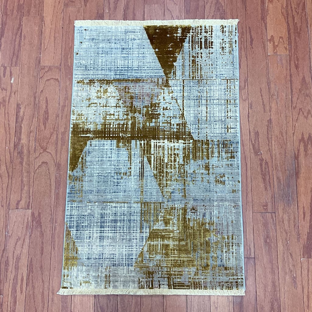 HERAT ORIENTAL Turkish Modern Erased Design Wool & Silk Rug - 2' x 2'11"