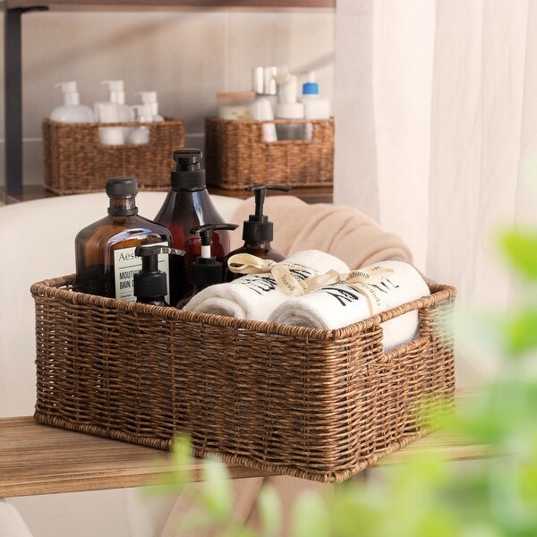 3-Pack Hand Woven Storage Basket Set, Wicker Baskets for Bathroom