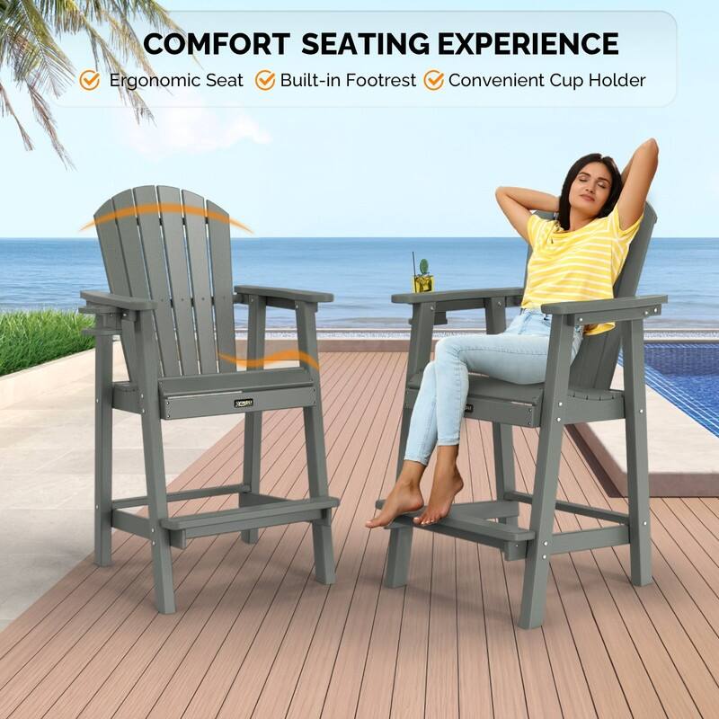 HDPE Adirondack Bar Stools with Cup Holder