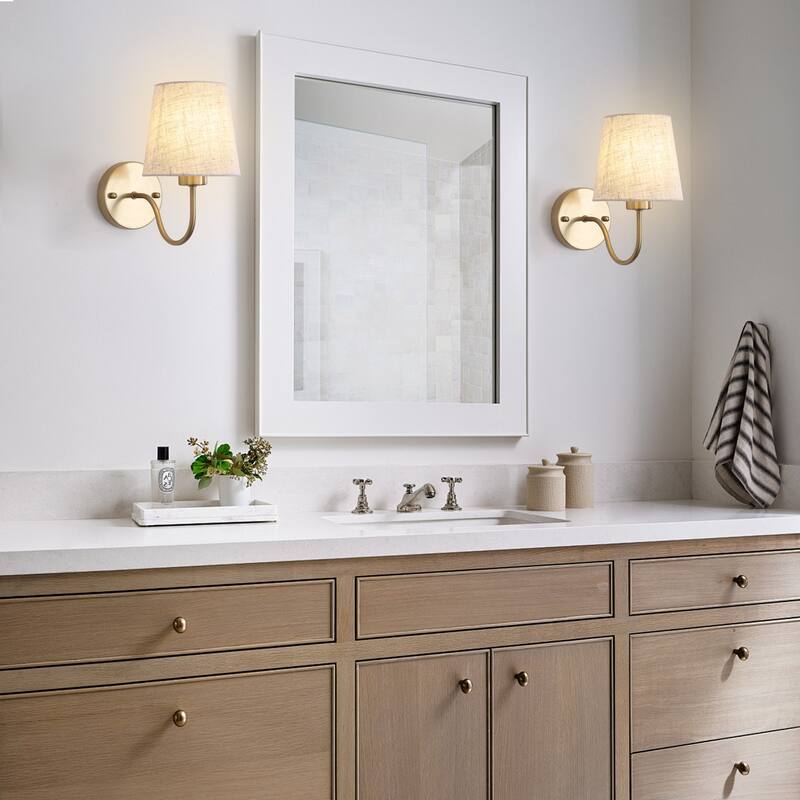 2-Light Modern Wall Sconce Bathroom Vanity Light with Glass Shade