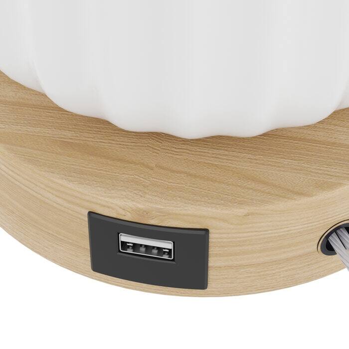 28" Ceramic USB White Table Lamp Set (Set of 2)