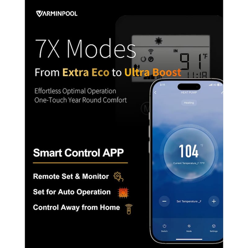 140000 BTU Full DC Inverter Pool Heat Pump for 42000 Gallon Pools