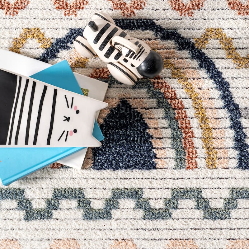 Nuloom Kaarina Multi Rainbow Kids Fringe Area Rug