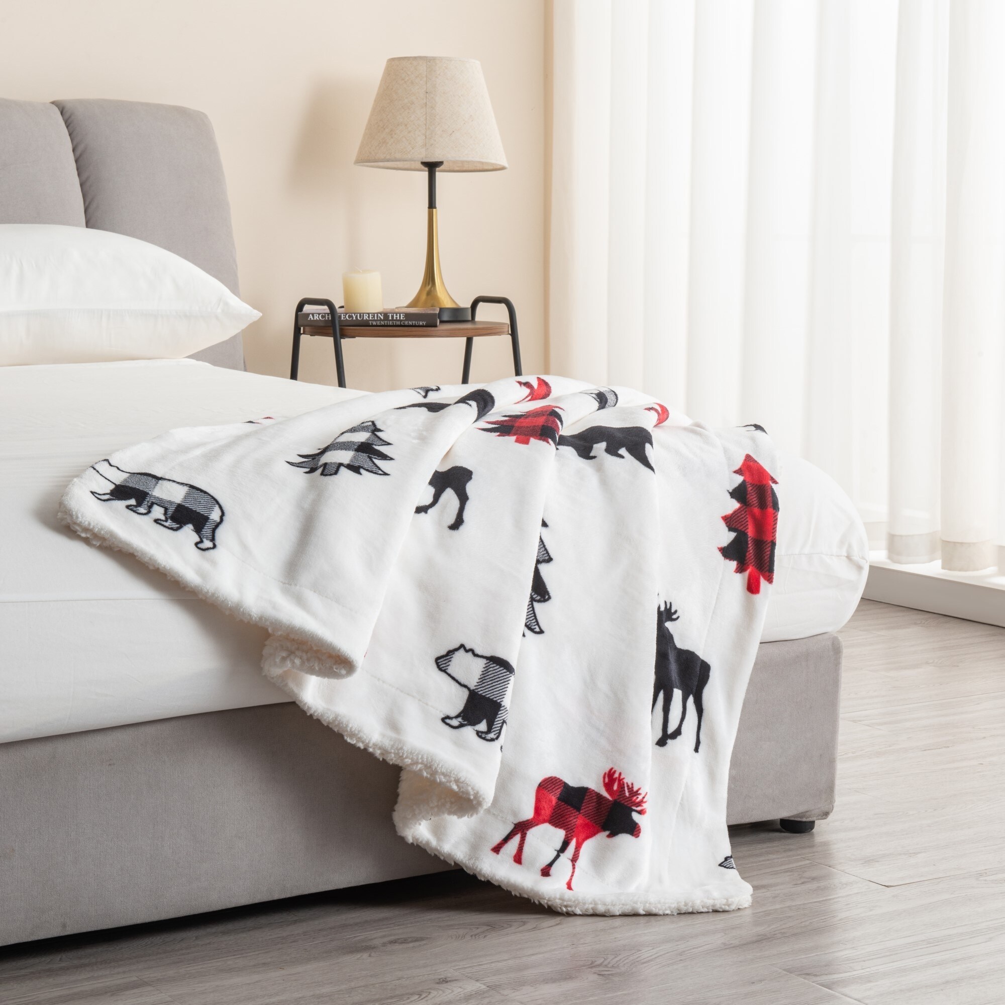 Lodge collection velvet new arrivals plush sherpa blanket