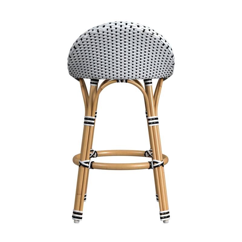 Tobias Outdoor Rattan and Metal Low Back Counter Stool