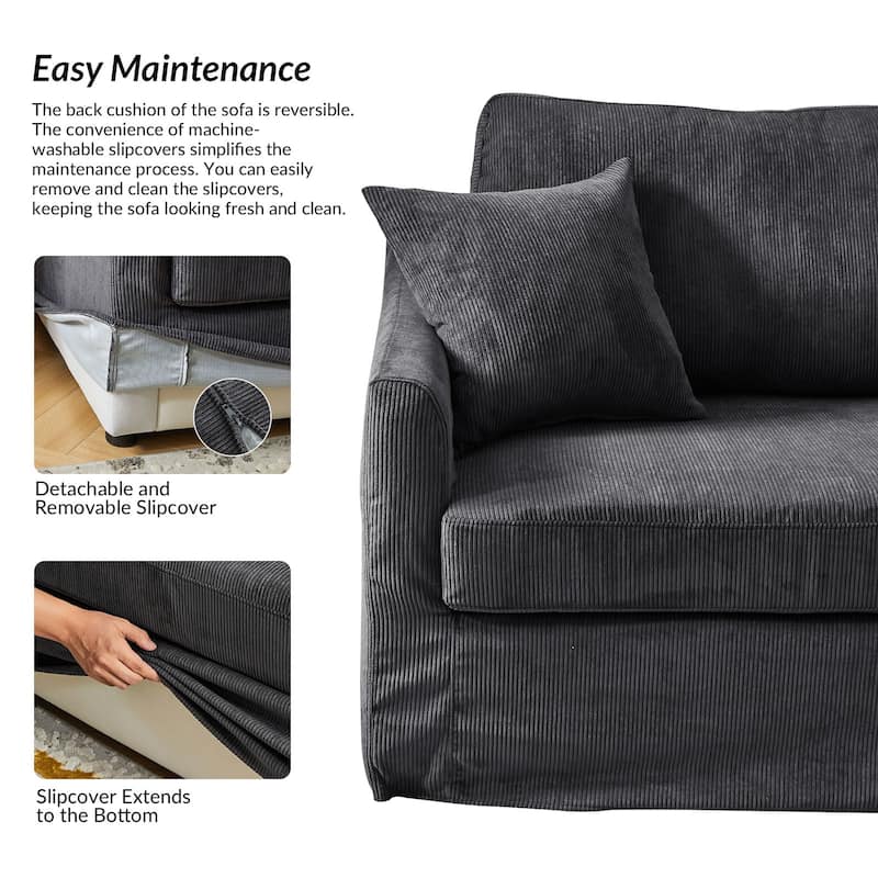 Volkhard 80.5" Modern Slipcovered Sofa With Removable Back Cushion By HULALA HOME