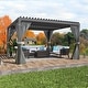 preview thumbnail 103 of 188, EROMMY Outdoor Louvered Pergola Gazebo with Adjustable Aluminum Rainproof Roof 10'x10' - Dark Gray