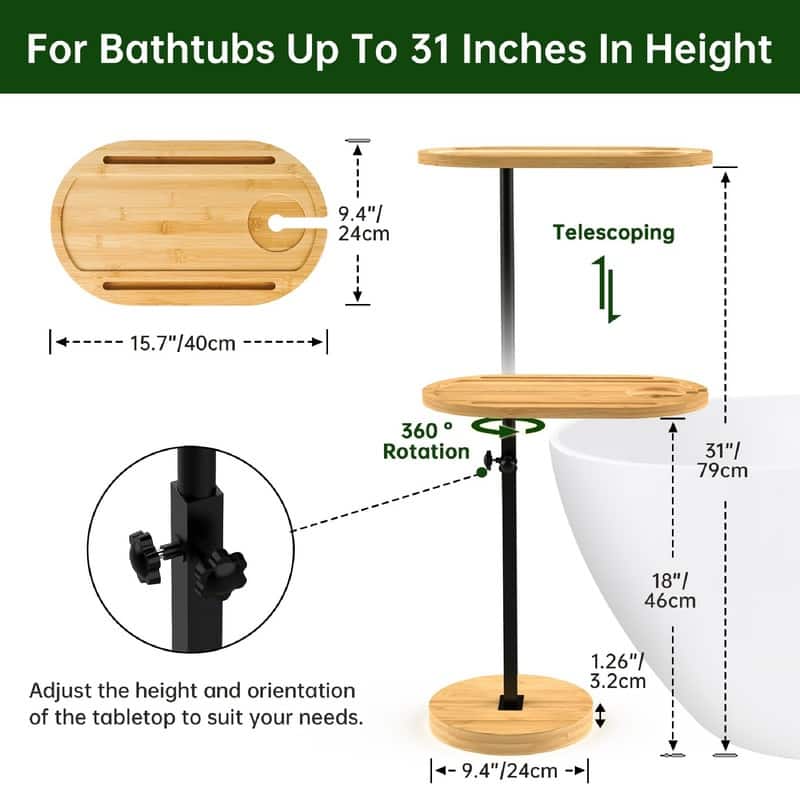 Bamboo Large Swivel TV Tray Table - 20.5"L x 12.6"W x 17.5"H