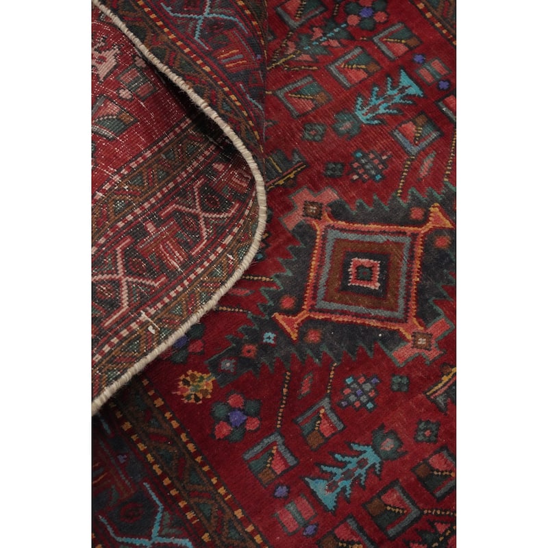 Hand Knotted Oriental 100% Wool Carpet Traditional Tribal Red Heriz Runner Rug - 13' 1'' X 3' 8''