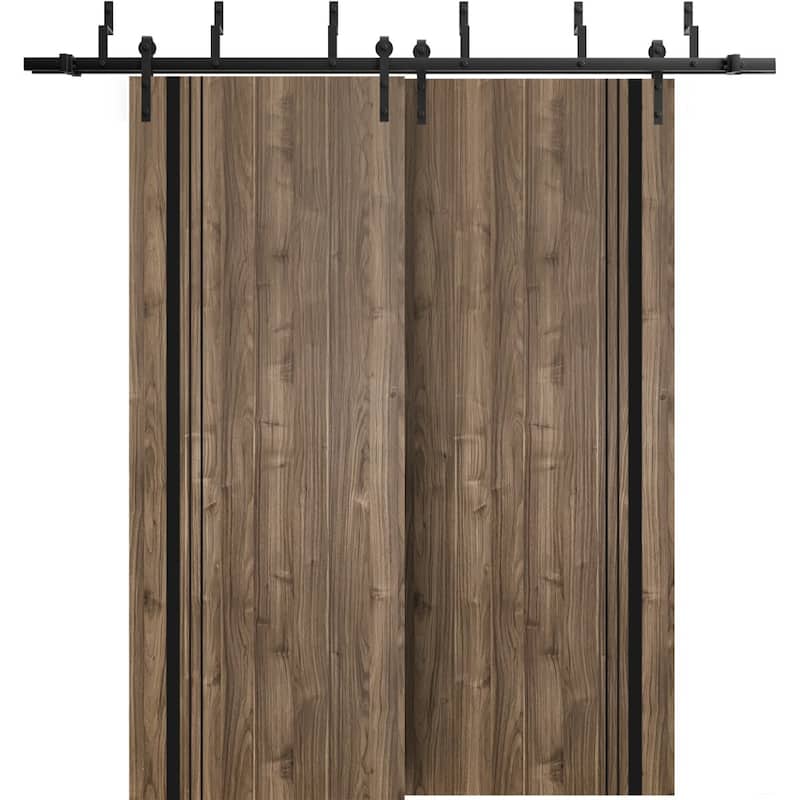 Sturdy Barn Door 36 x 80 Planum 0011 Walnut with 6.6FT - Brown - 36" x 84" ( 2* 18x84)