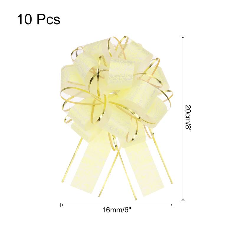 10pcs Large Pull Bow Gift Wrapping Bows Ribbon Organza for Wedding - Creamy White - 6 Inch