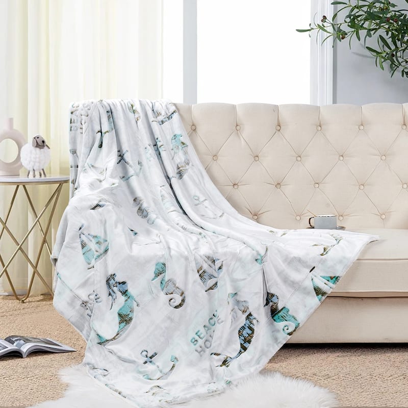 Beach House Flannel Velvet Bed Couch Throw Blanket - On Sale - Bed Bath ...