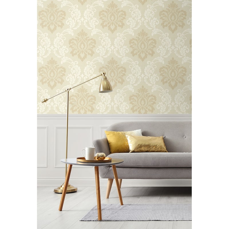 Seabrook Designs Deco Damask Nonwoven Unpasted Wallpaper