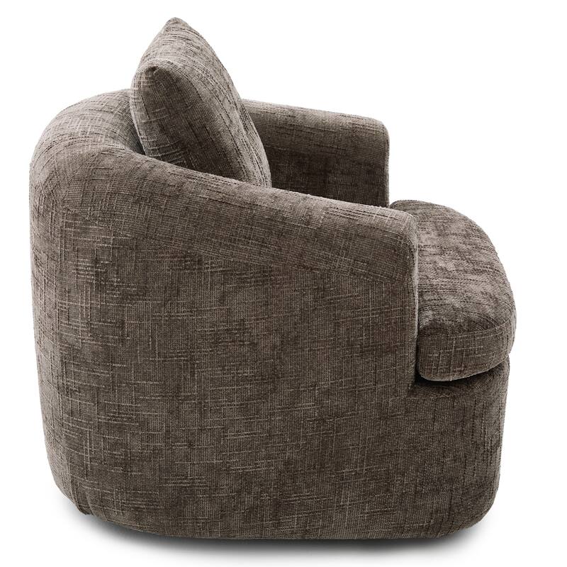 Plush 360° Swivel Barrel Accent Chair with Deep Cushioning by Harper&Bright Designs