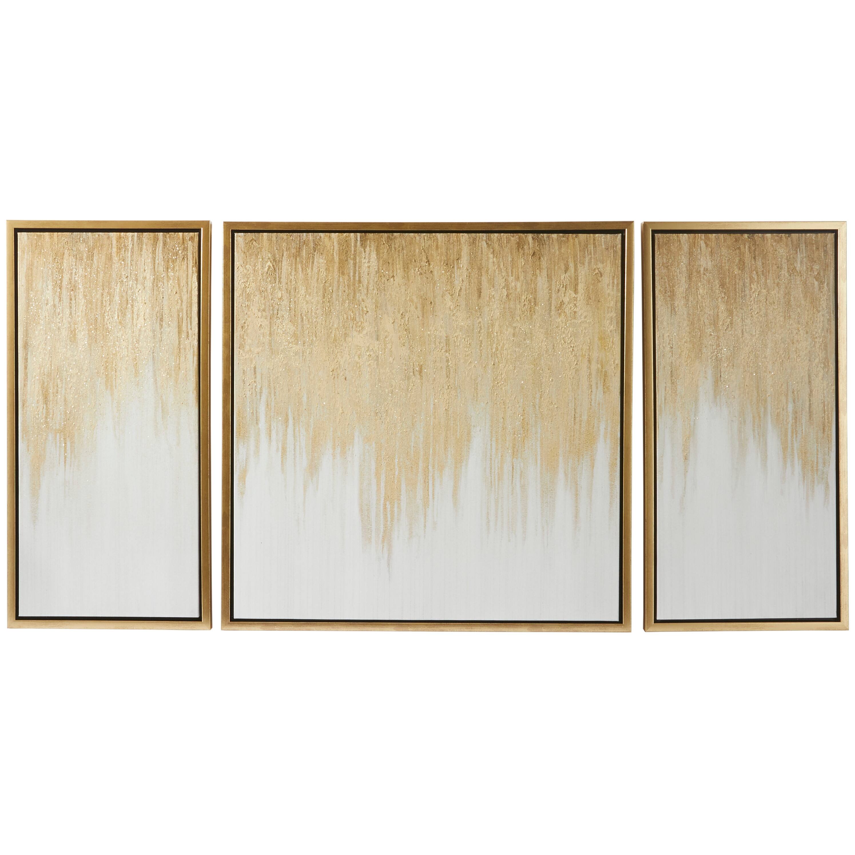 Gold Canvas Ombre Geode Framed Wall Art with Gold Frame (Set of 3) On