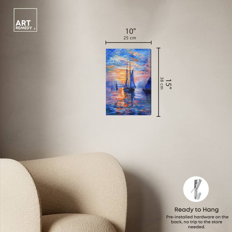 Art Remedy Night Sea Breeze Gallery Wrapped Sailing 1 Piece Canvas Wall Art