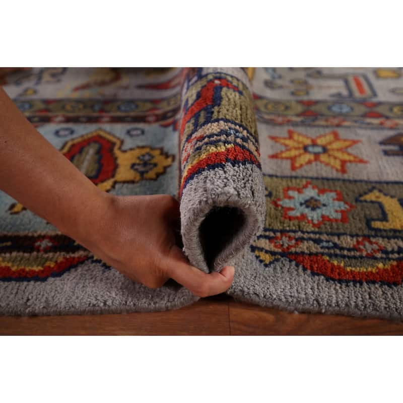 Tribal Geometric Heriz Serapi Indian Area Rug Hand-Knotted Wool Carpet - 8'11" x 11'8"