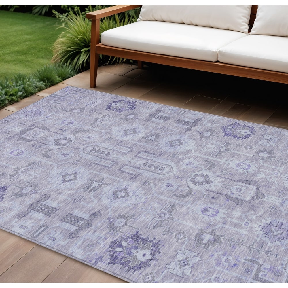 HomeRoots Oriental Traditional Rectangle Outdoor Rug