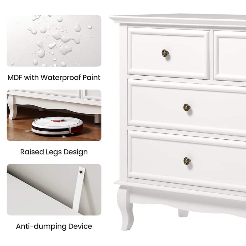 7 Drawer Dresser with Solid Wood Legs