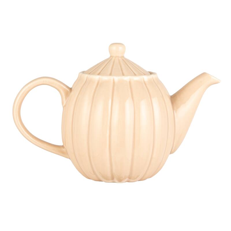 34-Ounce Stoneware Ribbed Teapots with Reactive Glaze - 9.5"L x 4.88"W x 6.5"H