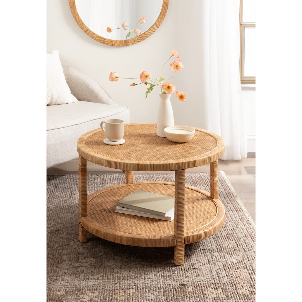 Kate and Laurel Rafina Rattan Round Coffee Table - 28x28x18