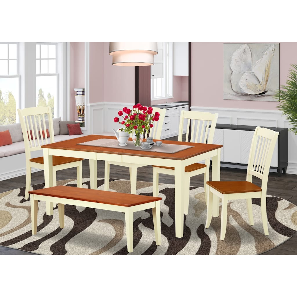HomeStock 21-Piece Mahogany Finish Solid Wood Top-Dining Room Set-Seats 4