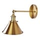 preview thumbnail 2 of 6, 1-Light Wall Sconce With Metal Cone Shade, Brass