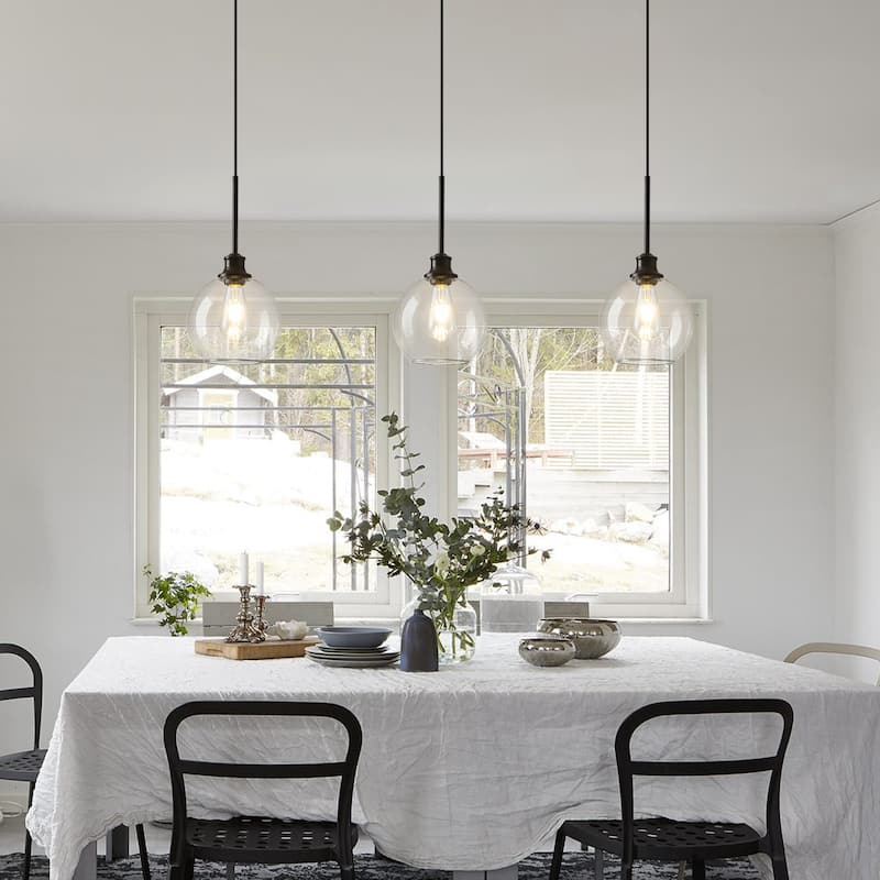 Starsky 1-Light 9in. Modern Globe Single Clear Glass Pendant Light