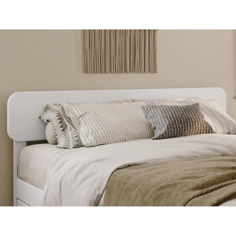 Queen Solid Wood Headboard in White with Low Profile Sleek Panel Design and Timeless Style