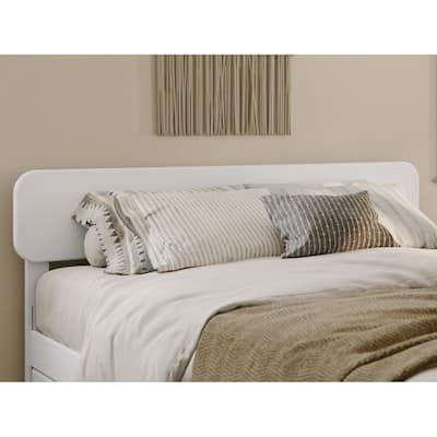 Queen Solid Wood Headboard in White with Low Profile Sleek Panel Design and Timeless Style