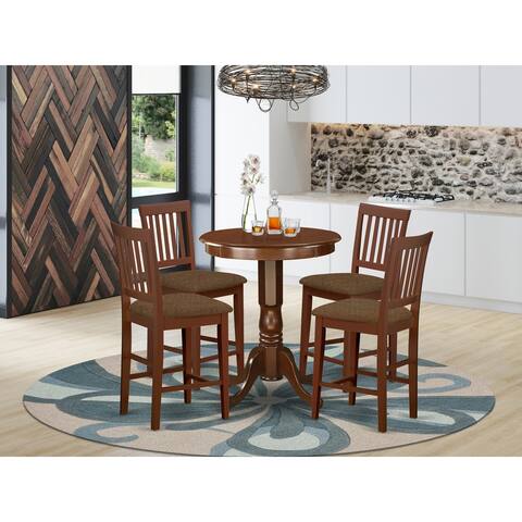 East West Furniture 5-Piece Dining Set Includes a Dining Table and Dining Room Chairs - Mahogany Finish (Chair Seat Option)