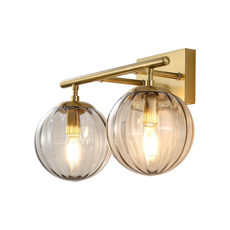 Dimmable Bathroom Vanity Lights with Ribbed Clear Glass Shade Vanity Light Fixture