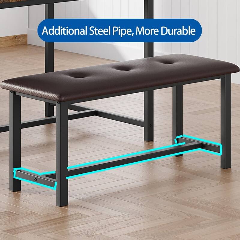 Kitchen Table with Benches, Dining Table Set for 4,Rectangular Dining Table Set for Small Space Apartment Studio