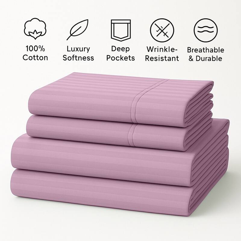 Premium Breathable Cotton Deep Pocket Sheet Set Hotel-Quality Comfort