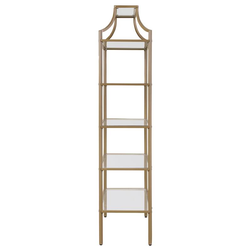 Serena 70-inch 5-shelf Glass Bookshelf Gold - 31.50" x 15.25" x 70.00"