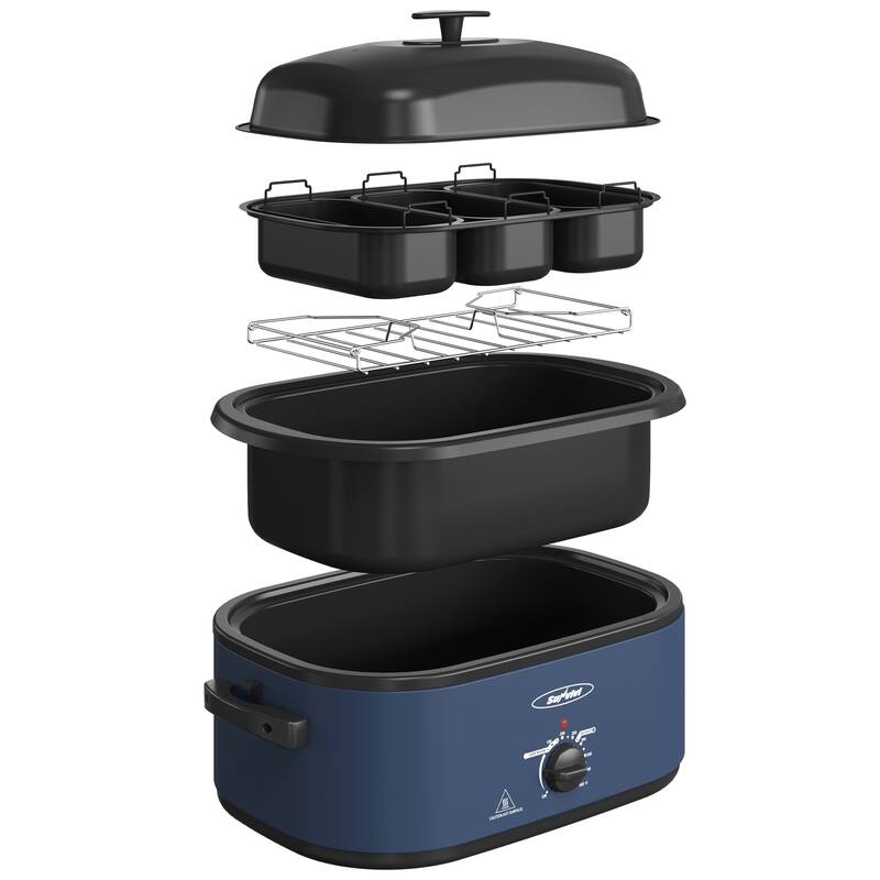 Electric Roaster Oven with Removable Pan, 3 Compartments