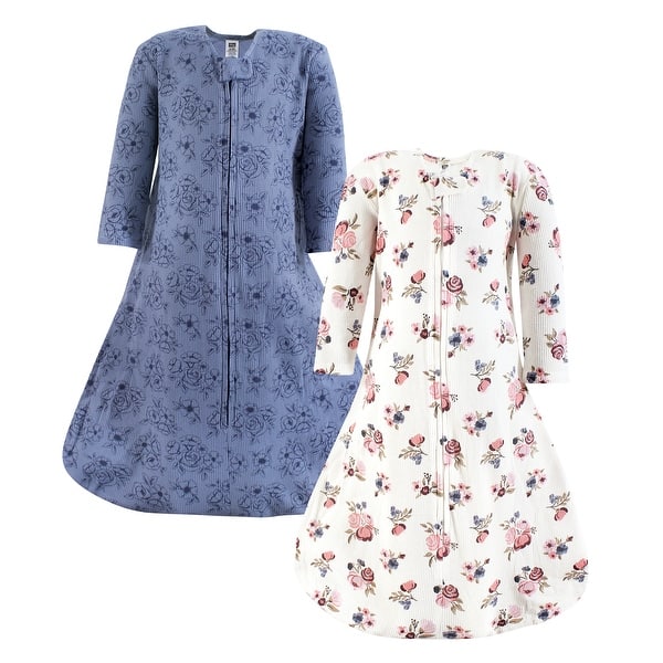 slide 1 of 1, Hudson Baby Infant Girl Thermal Long Sleeve Sleeping Bag 2pk, Dusty Rose Floral 0-6 Months - Dusty Rose Floral