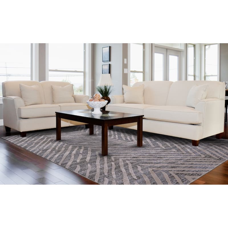 Grand Bazaar Vanhorn Machine Made Herringbone Modern Area Rug