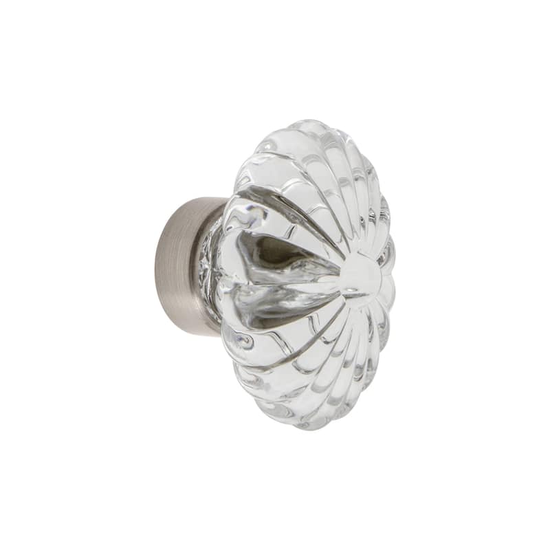 Grandeur BURG-CRYS-KNOB Burgundy 1-3/4" Luxury Flower Fluted Crystal - Satin Nickel