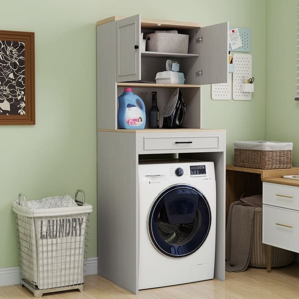 Waterproof Storage Cabinet Over Washer with Door Shelf - Bed Bath & Beyond